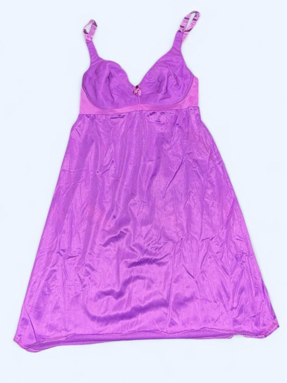 Warner's Vibrant Purple Satin Nightdress with Adjustable Straps